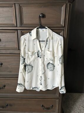 Express White and Black Dandelion Blouse